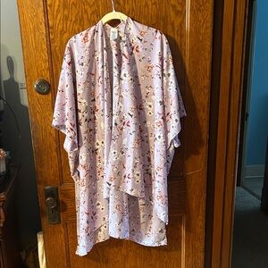 Purple Floral Open Front Shawl